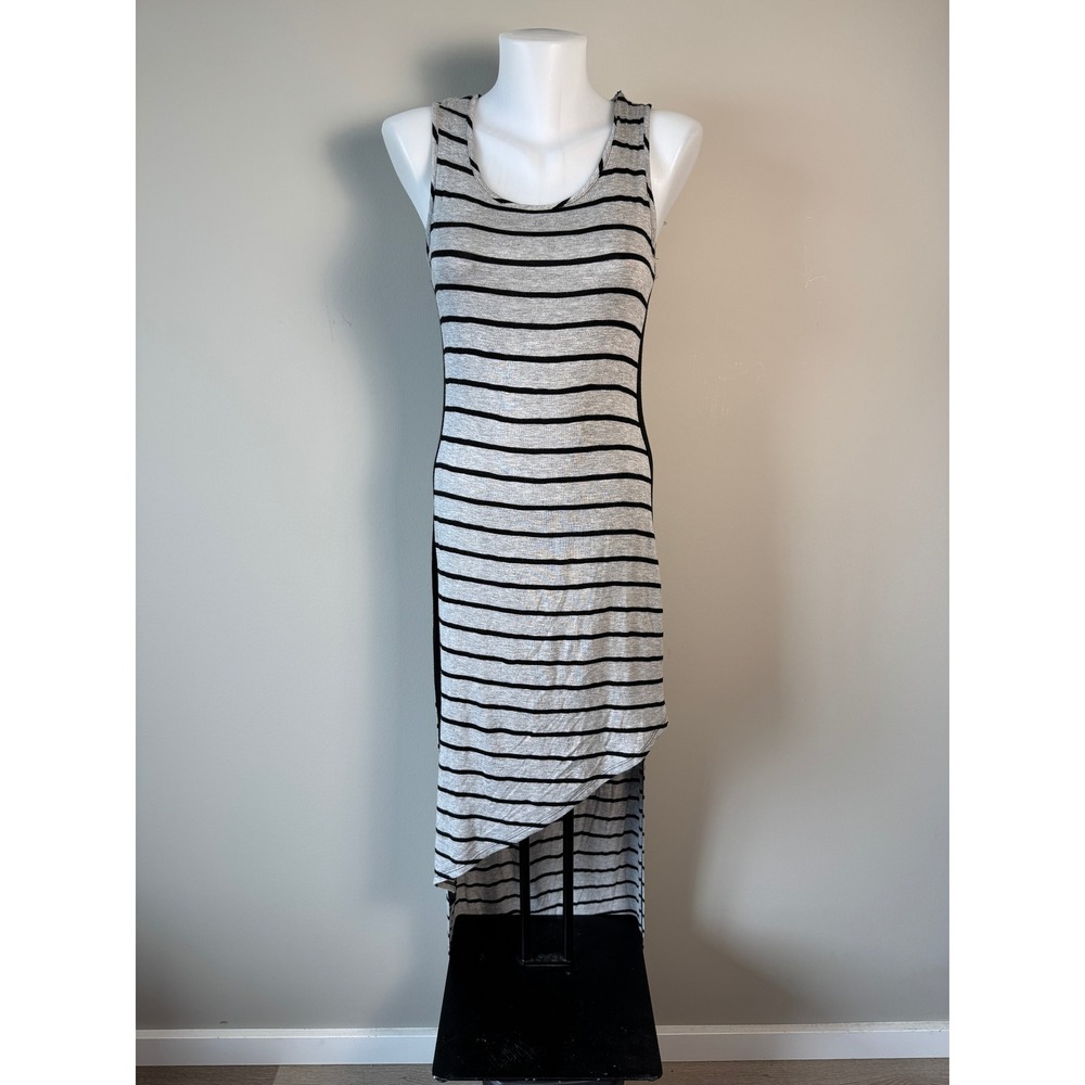 Rebel Sugar Stripe High Low Maxi Dress Sleeveless Cutout Back Grunge Edgy Boho L